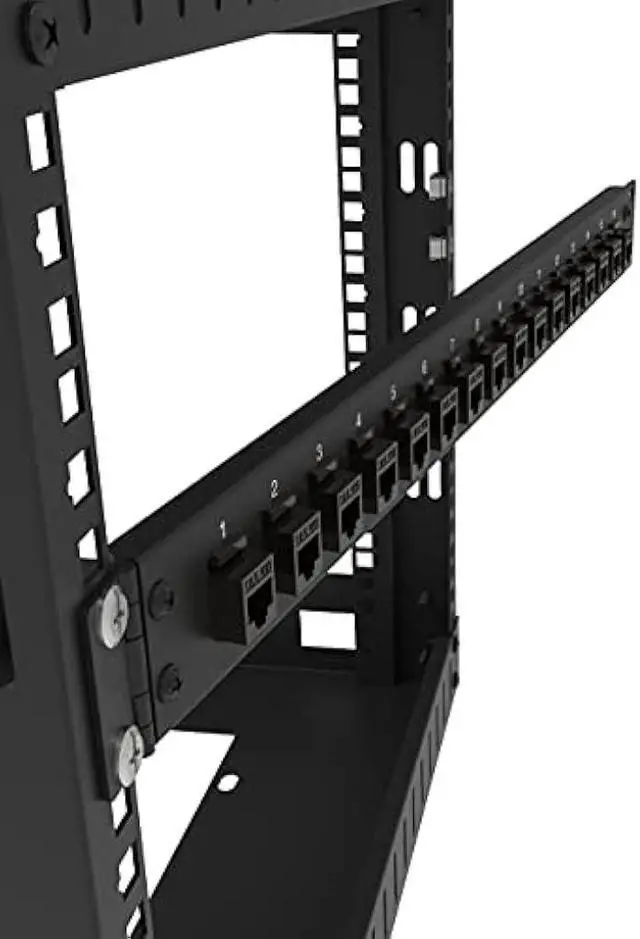 Alt view image 3 of 5 - Jingchengmei 16-Port 1U Hinged Rack Blank Patch Panel for Keystone Jack Cat.6 or Cat.5E, 19 Rackmount (H1UKS16H, Black)