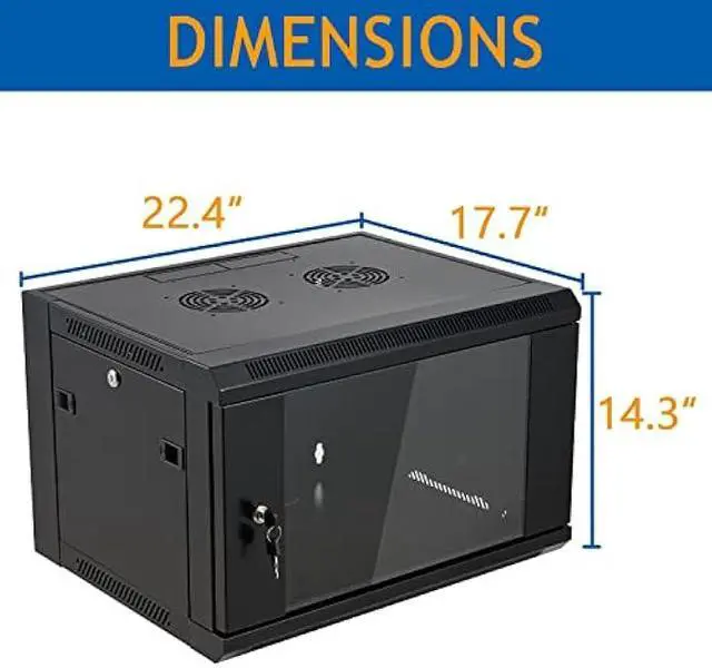 Alt view image 2 of 6 - 6U Wall Mount Server Cabinet Network Rack Enclosure Locking Glass Door by Tedgetal