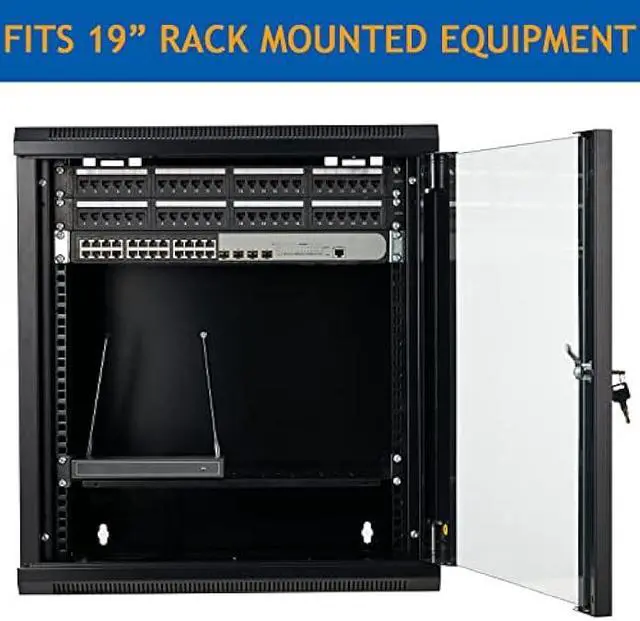 Alt view image 5 of 6 - 6U Wall Mount Server Cabinet Network Rack Enclosure Locking Glass Door by Tedgetal