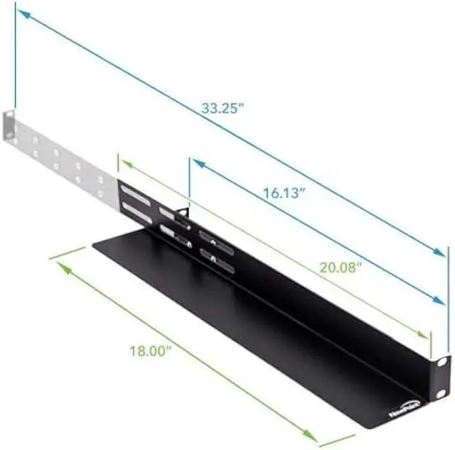 Alt view image 3 of 5 - NavePoint Universal 1U Rack Mount 4-Post Shelf Rail for Dell Compaq IBM HP APC - 33.5 Inches deep