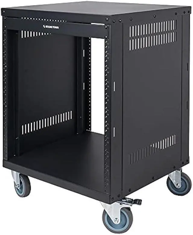 Alt view image 3 of 6 - Sound Town 12U Universal Steel Rack, w/ 3 Locking Casters, Vented Side Panels for Audio Video, Server and Network Equipment (STRK-M12U)