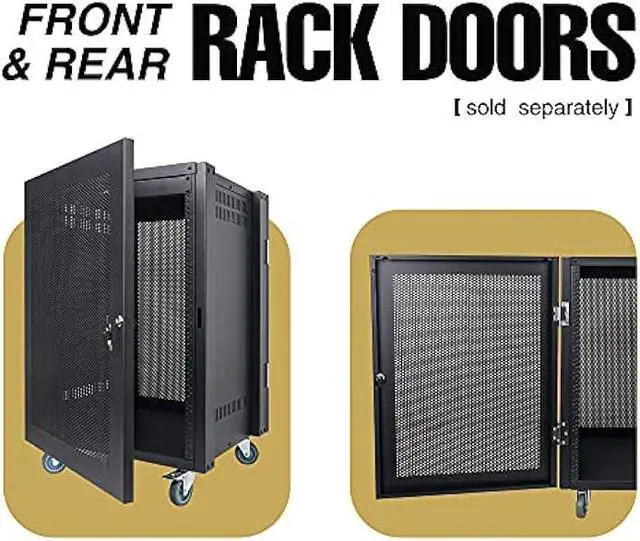 Alt view image 6 of 6 - Sound Town 12U Universal Steel Rack, w/ 3 Locking Casters, Vented Side Panels for Audio Video, Server and Network Equipment (STRK-M12U)