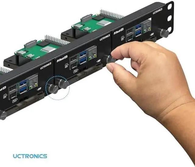 Alt view image 5 of 6 - UCTRONICS 19 1U Rack Mount for Raspberry Pi with SSD Mounting Brackets, Thumbscrews Front Removable Bracket Supports Up to 4 Raspberry Pi 5, 3B/3B+, 4B and 4 SSDs, Option SD Card Adapter