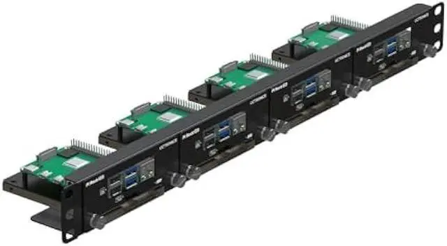 Main image of UCTRONICS 19 1U Rack Mount for Raspberry Pi with SSD Mounting Brackets, Thumbscrews Front Removable Bracket Supports Up to 4 Raspberry Pi 5, 3B/3B+, 4B and 4 SSDs, Option SD Card Adapter