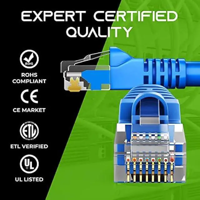 Alt view image 5 of 5 - GearIT 100-Pack, Cat5e Ethernet Patch Cable 3 Feet - Snagless RJ45 Computer LAN Network Cord, Blue - Compatible with 48 Port Switch POE Rackmount 48port Gigabit