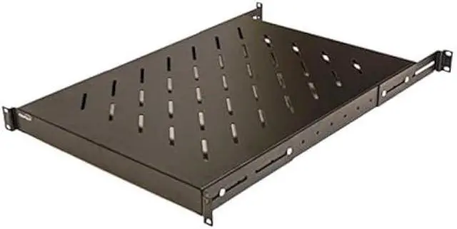 Main image of Navepoint 1U 19-Inch Fixed 4-Post Rack Mount Server Shelf with Adjustable Depth from 18-34 Inch Black