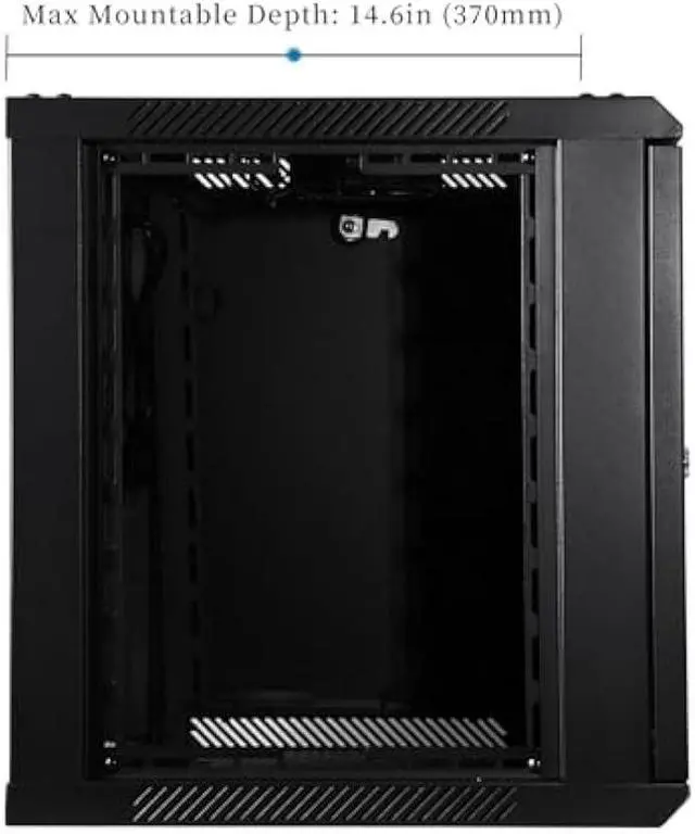 Alt view image 3 of 5 - RackPath 9U Wall Mount Network Rack Cabinet  Quiet Cooling Fan, Locking Glass Door, 17.7 Deep (450mm), Removable Locking Side Panels, Fits 19 IT & A/V Equipment