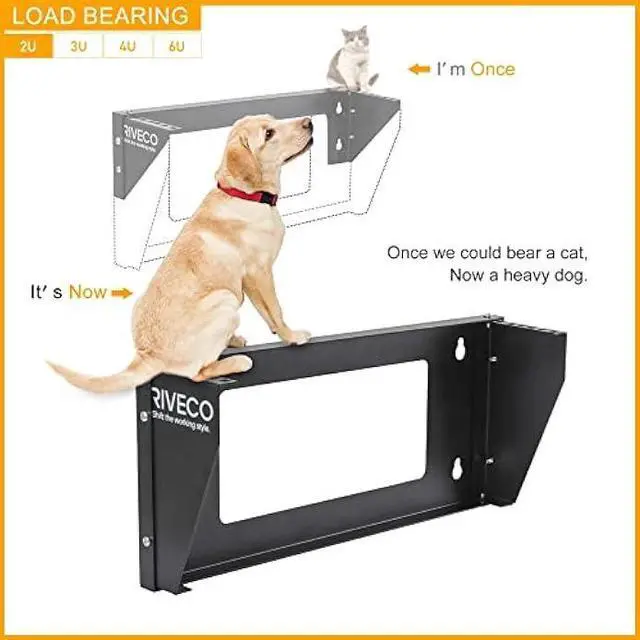 Alt view image 3 of 5 - RIVECO 2U Wall Mount Rack for Network| Reinforced Heavy Load 66-99 LBS Small Server Racks Vertical & Horizontal Mounting for 19 inches IT & Studio Equipment.