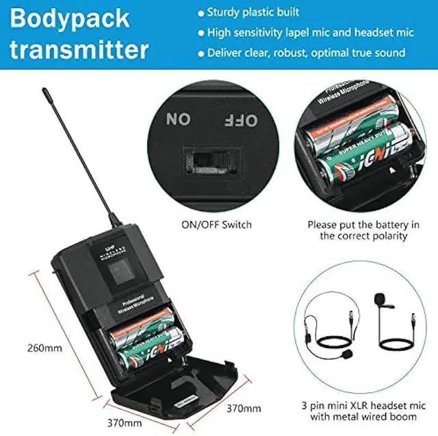 Alt view image 5 of 5 - MicrocKing Wireless Microphone System, UHF Cordless Mic Set with 2 Handheld Mics/2 Lavalier Bodypacks, Metal Build, Fixed Frequency, Long Range, Ideal for Karaoke/Party/Wedding/Concert