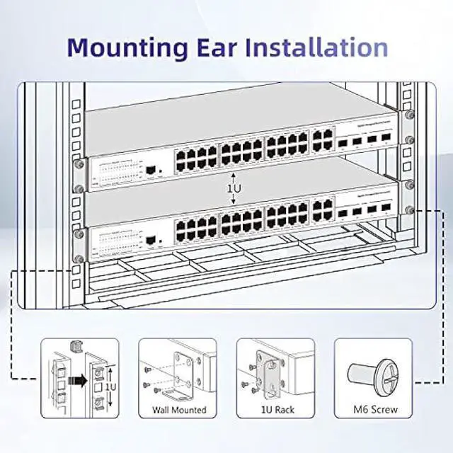 Alt view image 5 of 6 - Rack Mount Kit Universal 1U Rack Ears with Adjustable Holes Distance, Compatible for Most Cisco, NETGEAR,Dell, D-Link, Linksys, TRENDnet and Buffalo Tech Switches