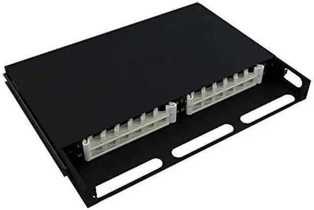 Alt view image 3 of 5 - CableRack 1U Telescoping Rackmount Fiber Enclosure 24-Core Black with 24 Singlemode LC Couplers
