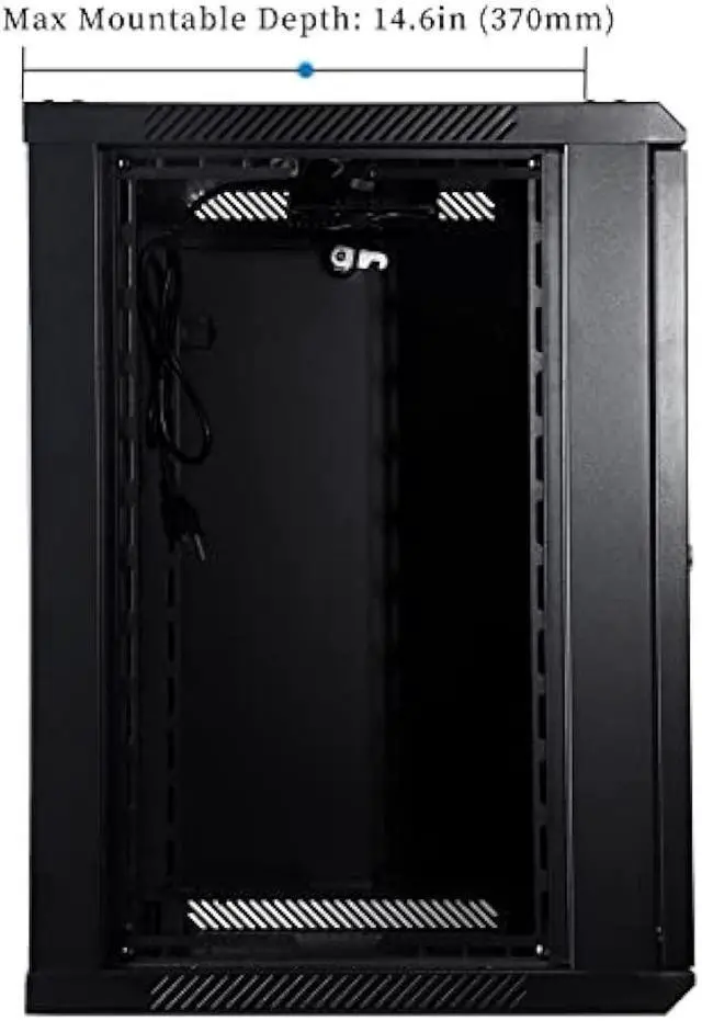Alt view image 3 of 5 - RackPath 12U Wall Mount Server Cabinet Network Rack Enclosure, Quiet Cooling Fan, Perforated Door, Black