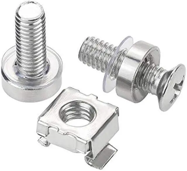 Alt view image 5 of 6 - 30 Pack M6 x 20mm Rack Mount Cage Nuts, Screws and Washers for Rack Mount Server Cabinet, Rack Mount Server Shelves, Routers (Silver)