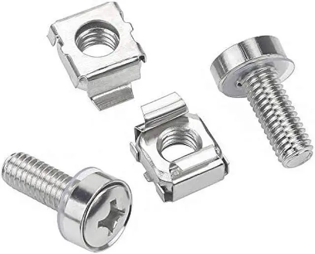 Alt view image 6 of 6 - 30 Pack M6 x 20mm Rack Mount Cage Nuts, Screws and Washers for Rack Mount Server Cabinet, Rack Mount Server Shelves, Routers (Silver)