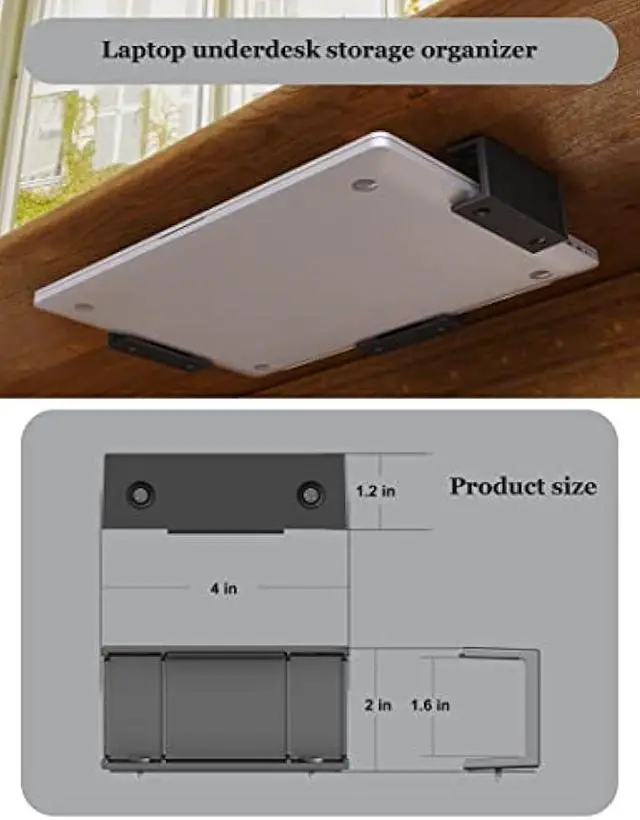 Alt view image 2 of 7 - Under Desk Laptop Holder Under Desk Rack Mount for Keyboard & Small Devices Also Fit for Cable Box Wall Mount Tray Organizer Like Routers, Modems, Network Switch and More