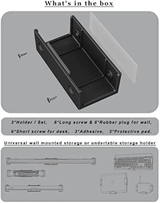 Alt view image 6 of 7 - Under Desk Laptop Holder Under Desk Rack Mount for Keyboard & Small Devices Also Fit for Cable Box Wall Mount Tray Organizer Like Routers, Modems, Network Switch and More