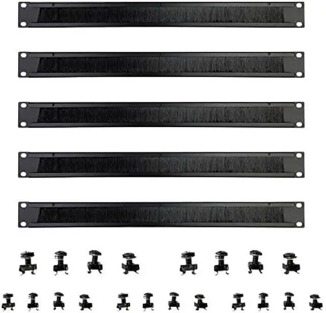 Main image of 1U Brush Panel Disassembled Rack Mount Cable Management Panel, Horizontal Grommet Strip Server Rack for 19 Inch Rack or Network Cabinet-5Pack (1U-5PACKS)