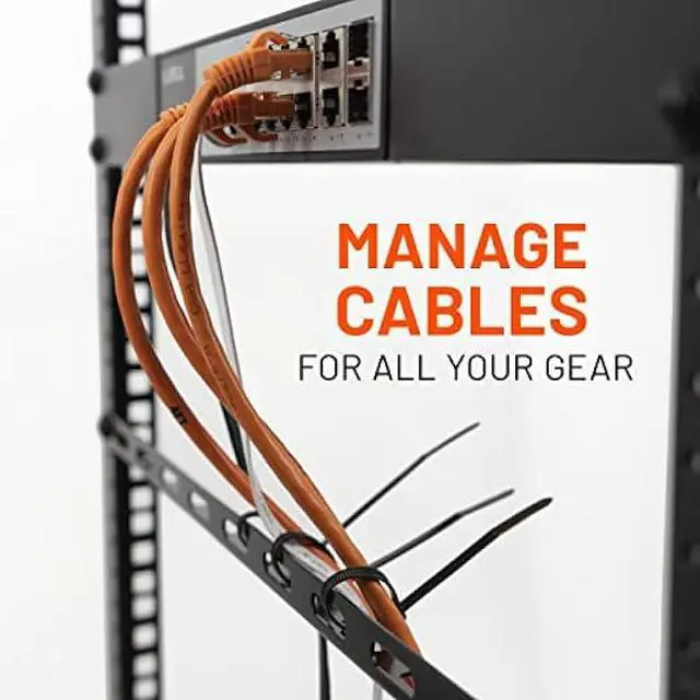 Alt view image 2 of 6 - ECHOGEAR Rack Cable Management Tie Bar Kit - Includes 4X 1U Tie Bars, 24 Zip Ties, 8 Cage Nuts, & 8 Screws - Works with 19 Open Frame Racks & Enclosures