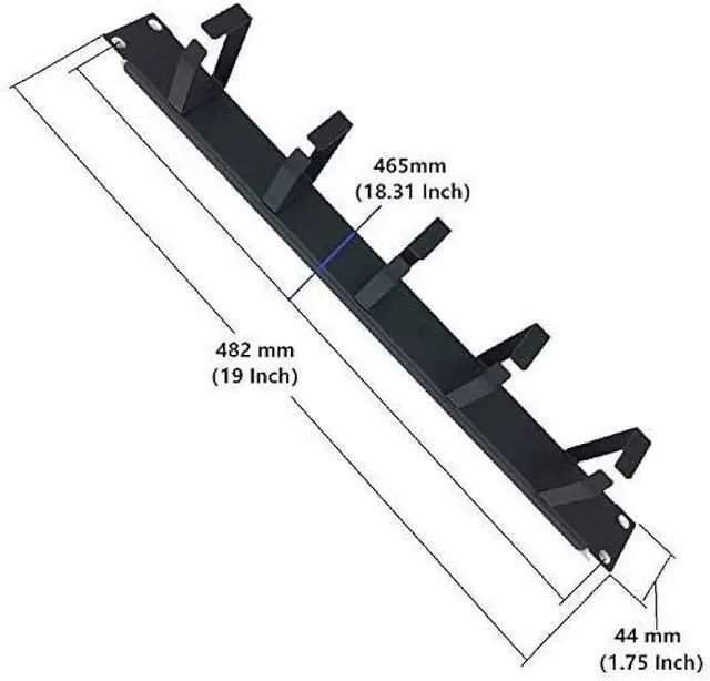 Alt view image 4 of 6 - 2 Pcs of 1U 19 Rack Mount Cable Management Organizer -5 D-Ring Metal Server Rack Cable Manager Wire Management System (5R2PC)