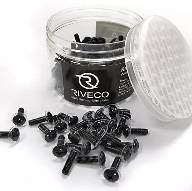 Alt view image 2 of 6 - RIVECO 100PCS 10-32 Rack Screws for Server Cabinets & Racks Tapered Holes Mounting Network Equipment Audio Devices, Carbon Steel Black