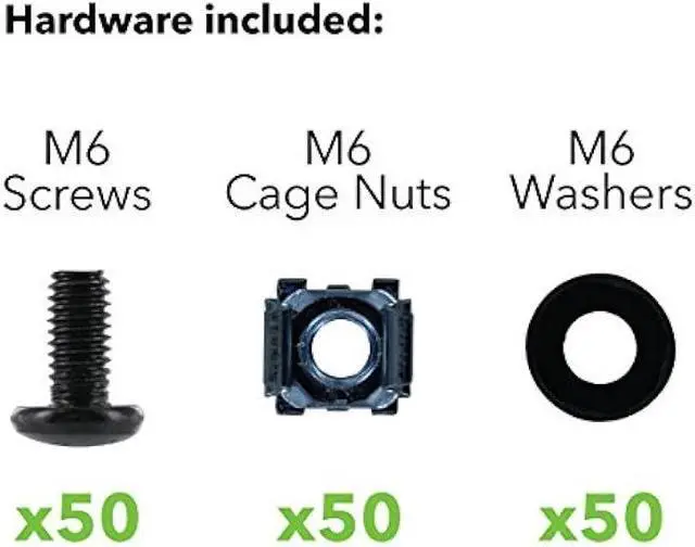 Alt view image 2 of 4 - NavePoint M6 Cage Nuts and Screws for Server Shelves Cabinets - 50 Pk Rack Mount