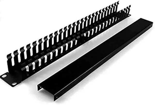 Alt view image 3 of 6 - 2-Pack 19 Inch 1U Cable Management Horizontal Cable Rack Mount Manager with mounting Screws for Service Rack Cabinet 24 Slot with Cover