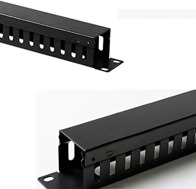 Alt view image 4 of 6 - 2-Pack 19 Inch 1U Cable Management Horizontal Cable Rack Mount Manager with mounting Screws for Service Rack Cabinet 24 Slot with Cover