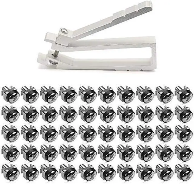 Main image of kwmobile 50 Pack M6 Cage Nuts, Bolts and Washers Kit - Cage Nuts Set With Tool for Installation Extraction - For Patch Panel Rack Mount - Silver