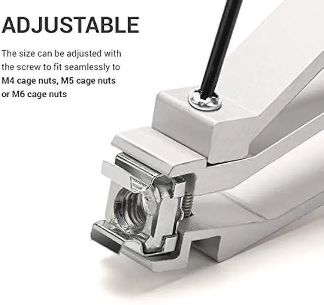 Alt view image 3 of 6 - kwmobile 50 Pack M6 Cage Nuts, Bolts and Washers Kit - Cage Nuts Set With Tool for Installation Extraction - For Patch Panel Rack Mount - Silver