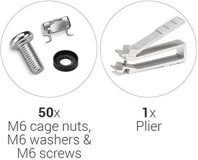 Alt view image 4 of 6 - kwmobile 50 Pack M6 Cage Nuts, Bolts and Washers Kit - Cage Nuts Set With Tool for Installation Extraction - For Patch Panel Rack Mount - Silver