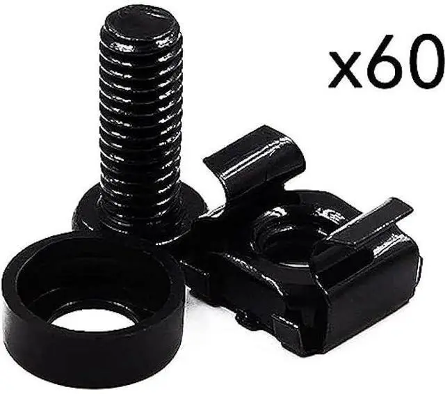 Alt view image 3 of 5 - M6, 16mm Industrial Strength 60 Pack of Cage Nuts, Screws and Washers for Rack Mount Server Cabinet, Shelves, Routers and More Zinc Plated and Rust Free