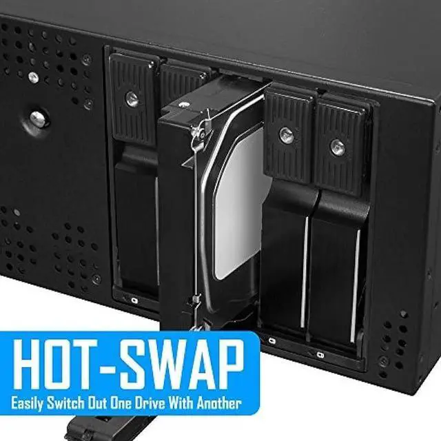 Alt view image 2 of 6 - Kingwin Hard Drive Enclosure for Computer PC Case Internal 5 Bay Hot Swap for 3.5 HDD SSD, SATA Backplane Aluminum Trayless Mobile Rack, Support SATA I/II/III & SAS I/II 6 Gbps Performance