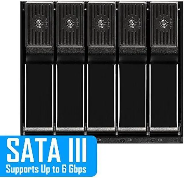 Alt view image 3 of 6 - Kingwin Hard Drive Enclosure for Computer PC Case Internal 5 Bay Hot Swap for 3.5 HDD SSD, SATA Backplane Aluminum Trayless Mobile Rack, Support SATA I/II/III & SAS I/II 6 Gbps Performance