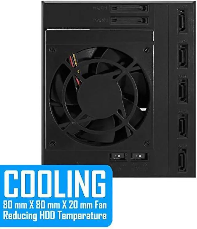 Alt view image 4 of 6 - Kingwin Hard Drive Enclosure for Computer PC Case Internal 5 Bay Hot Swap for 3.5 HDD SSD, SATA Backplane Aluminum Trayless Mobile Rack, Support SATA I/II/III & SAS I/II 6 Gbps Performance