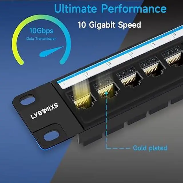 Alt view image 2 of 6 - 24 Port RJ45 Patch Panel Cat6 Feed Through, Coupler Network Panel 19 Inch, Inline Keystone Ethernet Patch Panel with Back Bar