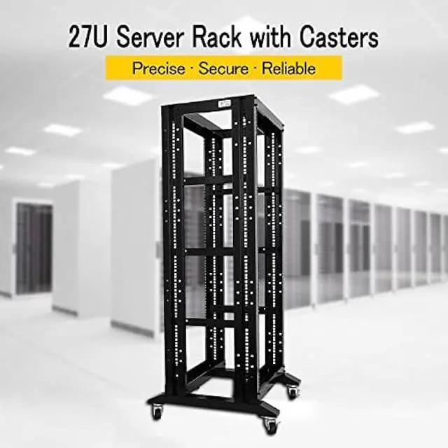 Alt view image 2 of 6 - RAISING ELECTRONICS 27U 4 Post Open Frame Network Server Rack 19inch Width 600mm deep with 3 Pairs of L Rail