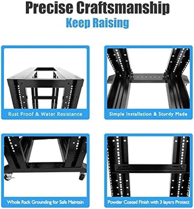 Alt view image 5 of 6 - RAISING ELECTRONICS 27U 4 Post Open Frame Network Server Rack 19inch Width 600mm deep with 3 Pairs of L Rail