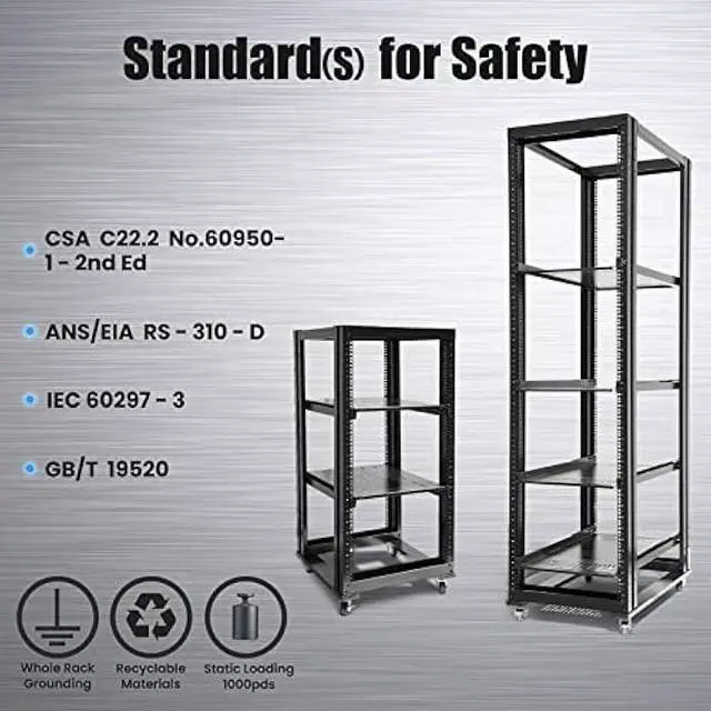 Alt view image 6 of 6 - RAISING ELECTRONICS 27U 4 Post Open Frame Network Server Rack 19inch Width 600mm deep with 3 Pairs of L Rail