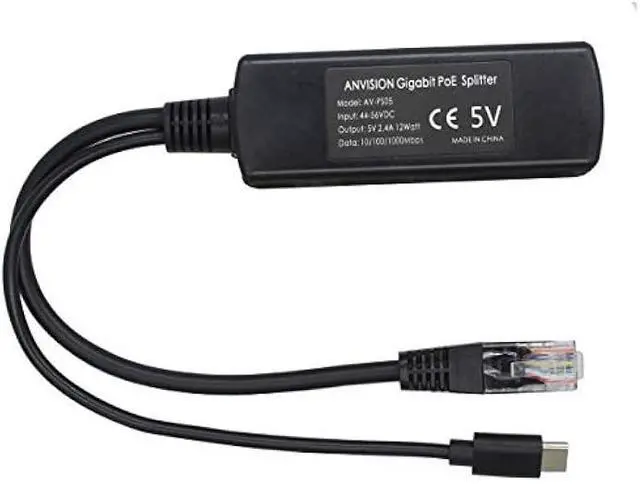 Alt view image 5 of 5 - ANVISION 4-Pack 5V Gigabit PoE Splitter, USB Type C, 48V to 5V 2.4A Adaper, IEEE 802.3af Compliant