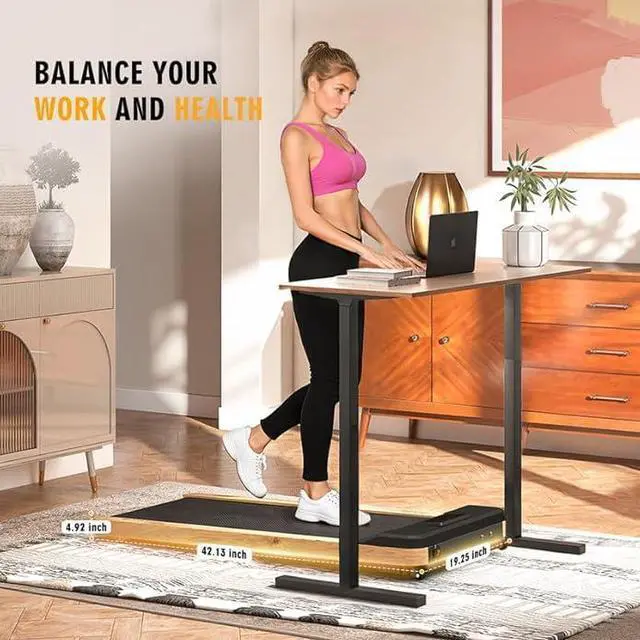 Alt view image 4 of 5 - Maksone Portable Walking Pad with Remote Control,Wooden Office Treadmill for Home&WorkLED Dispaly Under Desk Treadmill