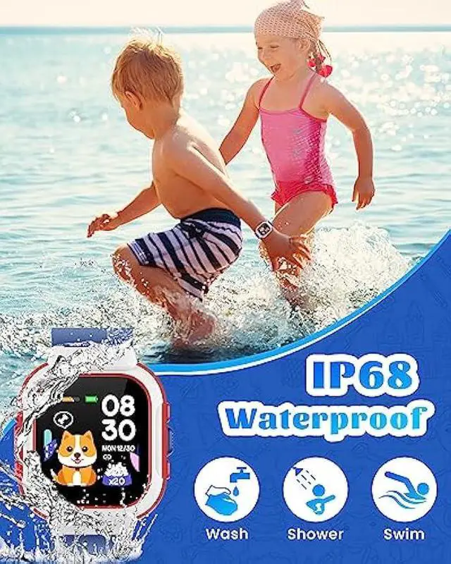 Alt view image 5 of 5 - Smart Watch for Kids Girls Boys, Kids Watch Fitness Tracker Watch with Pedometer Heart Rate Monitor Sleep Tracker Alarm Clocks Puzzle Games Calculator IP68 Waterproof, Kids Gift Blue