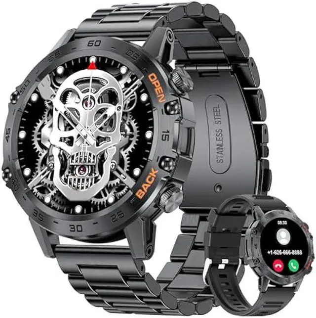 Main image of Military Smart Watch for Men(Answer/Dial Calls),100 Sports Modes, 5ATM Waterproof Fitness Watch with Heart Rate/SpO2/Blood Pressure for Android and iOS,1.39''HD DIY Screen Smartwatch Black