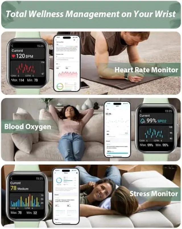 Alt view image 3 of 6 - Smart Watch for Men Women(Call Receive/Dial), Alexa Built-in, 1.8 Touch Screen Fitness Tracker with Heart Rate Sleep Tracking, 100 Sports Modes, 5ATM Waterproof Smartwatch for Android iPhone