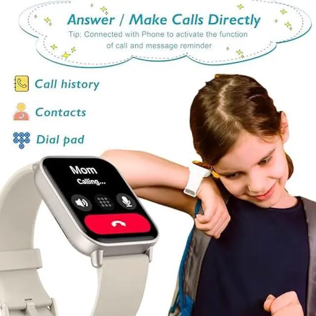 Alt view image 4 of 5 - KALINCO Kids Smart Watch, IP68 Waterproof Swimming Smartwatch, 1.8'' Fitness Activity Tracker Watch with 100 Sports Modes, Make Call/Answer, HR & Sleep Monitor, Alarm for 7+ Boys Girls Teens