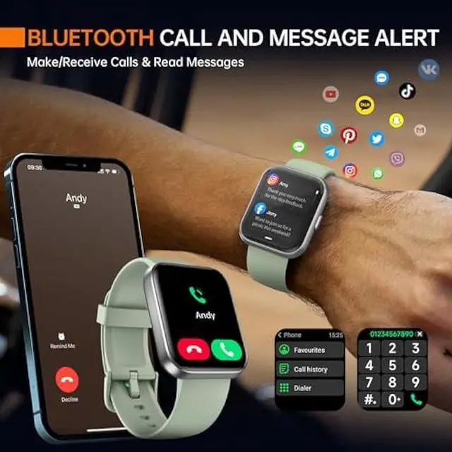 Alt view image 3 of 5 - aeac Smart Watch Fitness Watch for Men Women, Alexa Built-in & Stable Bluetooth Call, 100 Sports, IP68 Waterproof Smartwatches for iOS Android