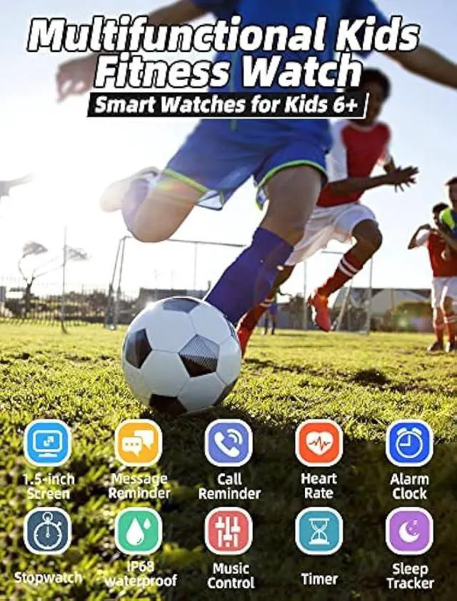 Alt view image 2 of 5 - Kids Smart Watch for Girls,IP68 Waterproof Kids Fitness Tracker Watch with 1.5 Inch DIY Face,Heart Rate Sleep Monitor,19 Sport Modes,Calories Counter,Alarm Clock,Great Gifts for Children 6+ (Black)