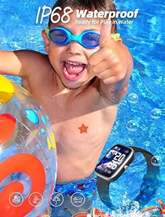 Alt view image 4 of 5 - Kids Smart Watch for Girls,IP68 Waterproof Kids Fitness Tracker Watch with 1.5 Inch DIY Face,Heart Rate Sleep Monitor,19 Sport Modes,Calories Counter,Alarm Clock,Great Gifts for Children 6+ (Black)