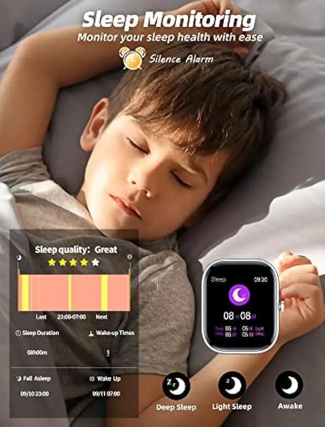 Alt view image 5 of 5 - Kids Smart Watch for Girls,IP68 Waterproof Kids Fitness Tracker Watch with 1.5 Inch DIY Face,Heart Rate Sleep Monitor,19 Sport Modes,Calories Counter,Alarm Clock,Great Gifts for Children 6+ (Black)