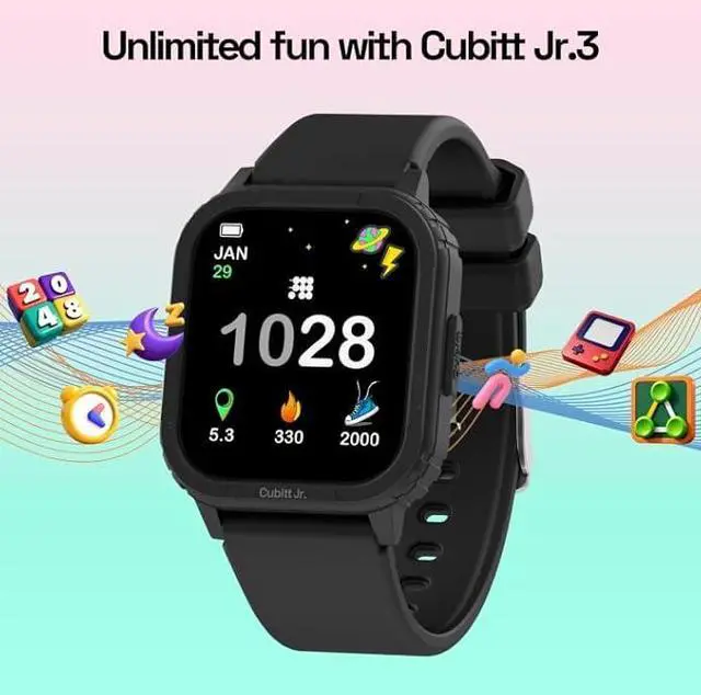 Alt view image 4 of 6 - Cubitt Jr. Smartwatch Fitness Tracker for Kids and Teens with Games, Step Counter, Sleep Monitor, Heart Rate Monitor, Calculator, Activity Tracking, 1.75 AMOLED Touchscreen, Waterproof  Dusty Lilac