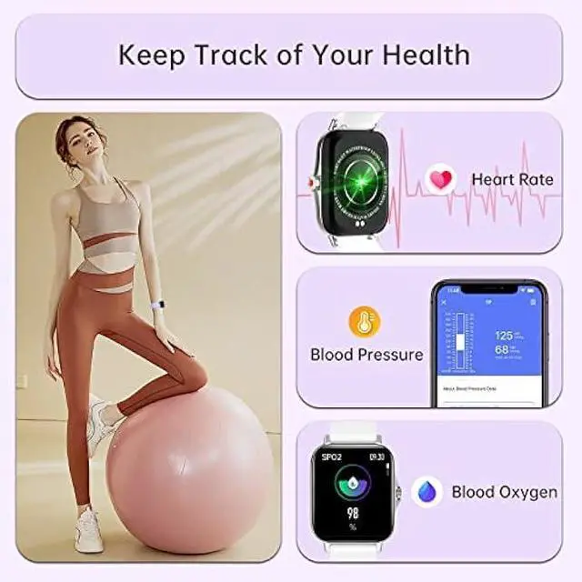 Alt view image 5 of 5 - Smart Watches for Women(Answer/Make Call) 1.69 HD 100+/DIY Deal Fitness Tracker with Sleep Health Monitor Heart Rate/Blood Pressure/Blood Oxygen Pedomete Smartwatch for iPhone & Android